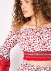 Sarasa Floral Cropped Milkmaid Top, White, large