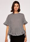 Gingham Ruffle Top, Black, large