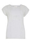 White Sheer Crinkle Crochet Trim Top, White, large