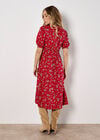 Ditsy Floral Milkmaid Midi Dress, Red, large