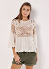 Crochet Lace Cotton Top, Stone, large