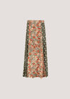 Floral Patchwork Print Midi Skirt, Khaki, large