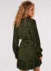 Leopard Print Shirt Mini Dress, Green, large