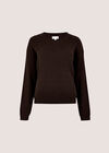 Fine Knit Cable Jumper, Brown, large