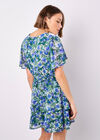 Watercolour Floral Chiffon Mini Dress, Green, large