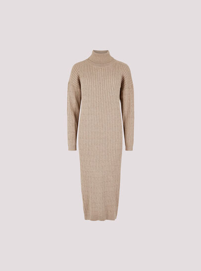 Roll Neck Kntted Midi Dress