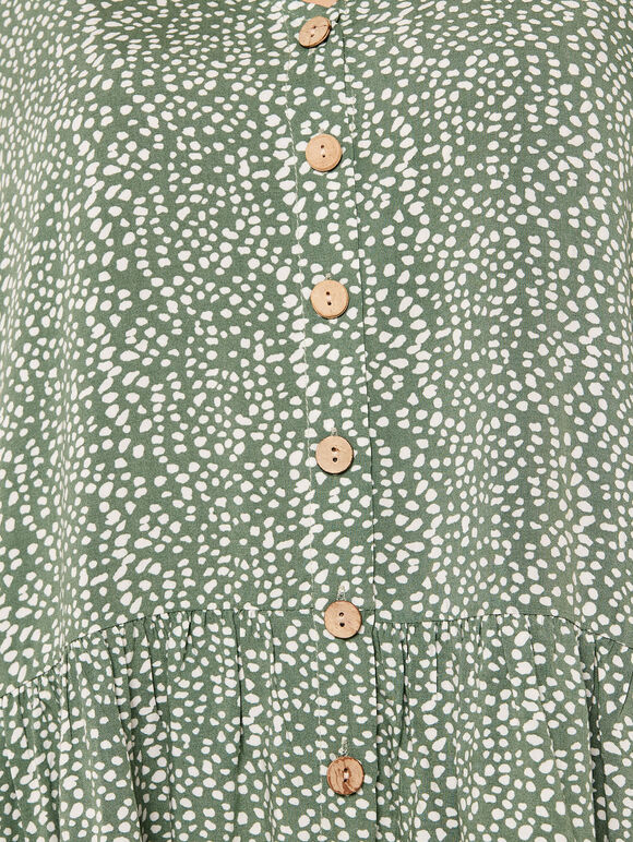 Scattered Dots Peplum Top, Green, large