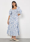 Rose Cotton Milkmaid Midaxi Dress, Blue, large