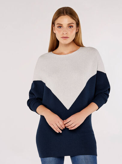 Chevron Block  Batwing Jumper
