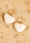 Gold Tone Heart Hoop Earrings, White, large