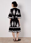 Floral Baroque Smocked Mini Dress, Black, large