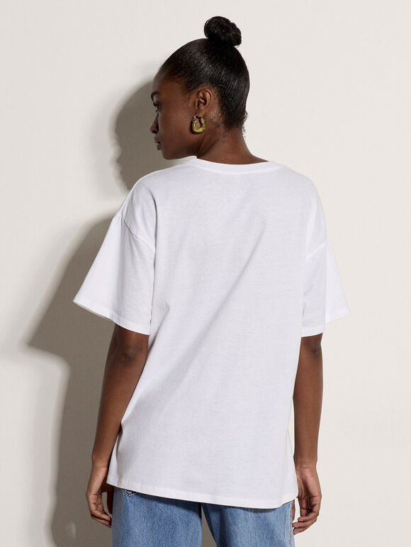 Capri Italy Lemon Cotton T-Shirt, White, large