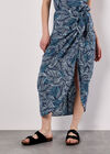 Batik Leaf Wrap Midi Skirt, Blue, large