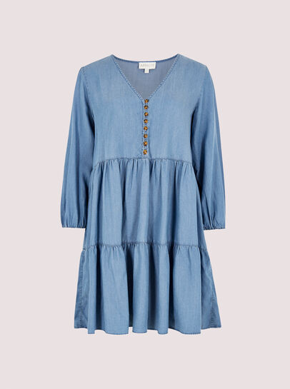 Denim Tiered Mini Dress