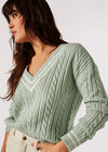 Cable Knit Cricket Jumper, Mint, large