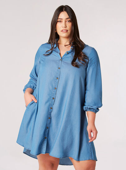 Curve Denim Shirt Mini Dress