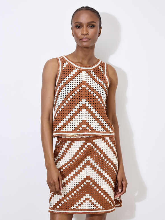 Chevron Crochet Top, Stone, large