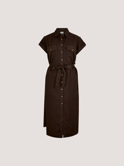 Cotton Slub Midi Shirt Dress