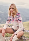 Fairisle Pocket Hoodie Jumper, Cream, large