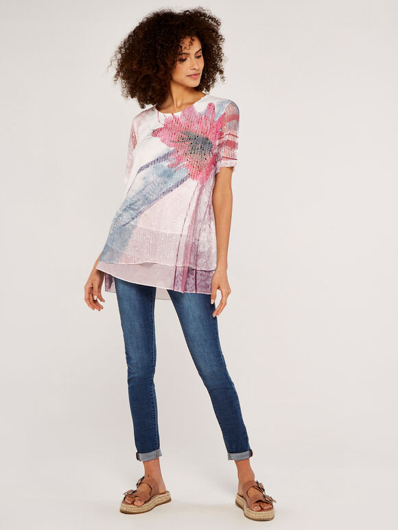 Flower Layer Top, Cream, large