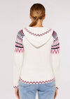 Fairisle Pocket Hoodie Jumper, Cream, large