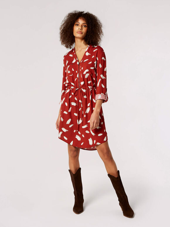 Utility Mini Dress , Rust, large