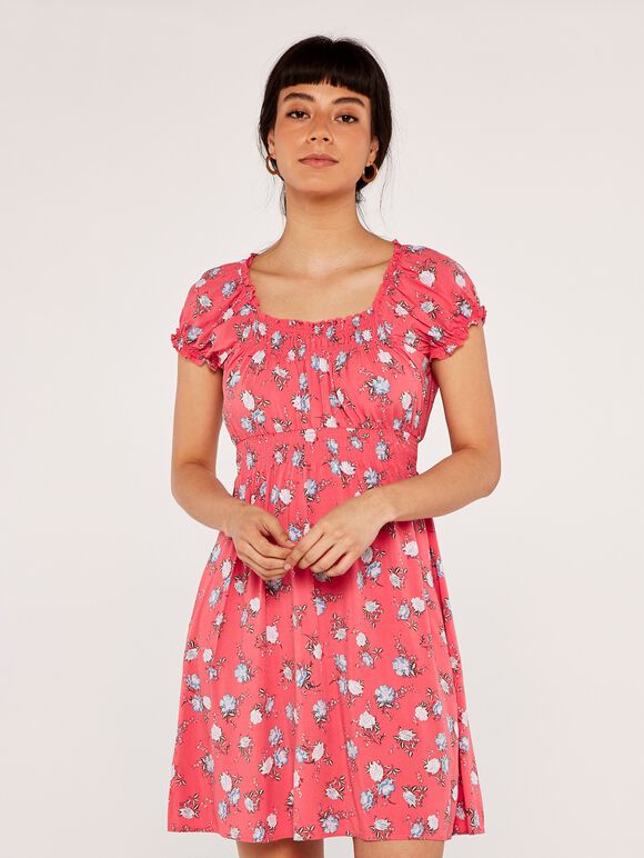 Vintage Rose Milkmaid Dress, Coral, large