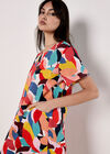 Colour Block Leaf Cocoon Mini Dress, Assorted, large