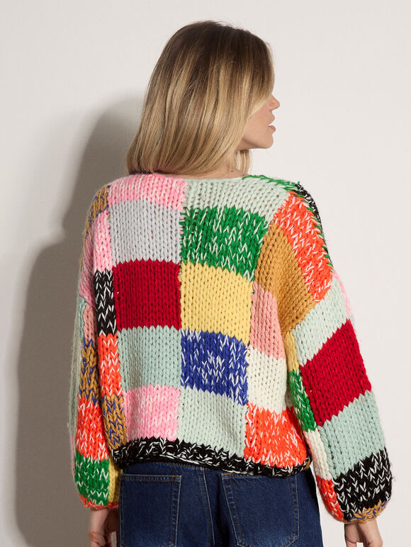Chunky Hand-Crocheted Patchwork Jumper, Assorted, large