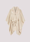 Faux Fur Collar Poncho, Stone, large