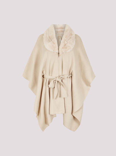 Faux Fur Collar Poncho
