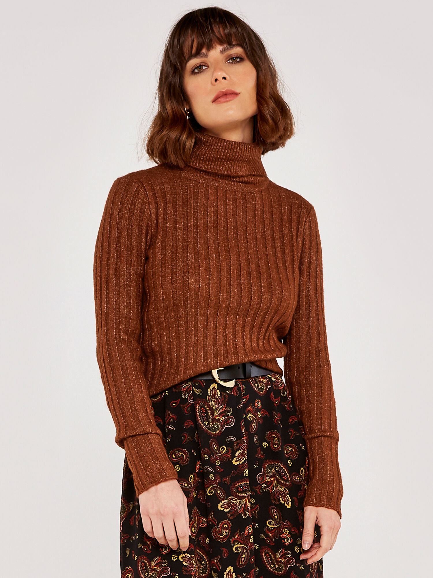 Ribbed roll discount neck jumper womens