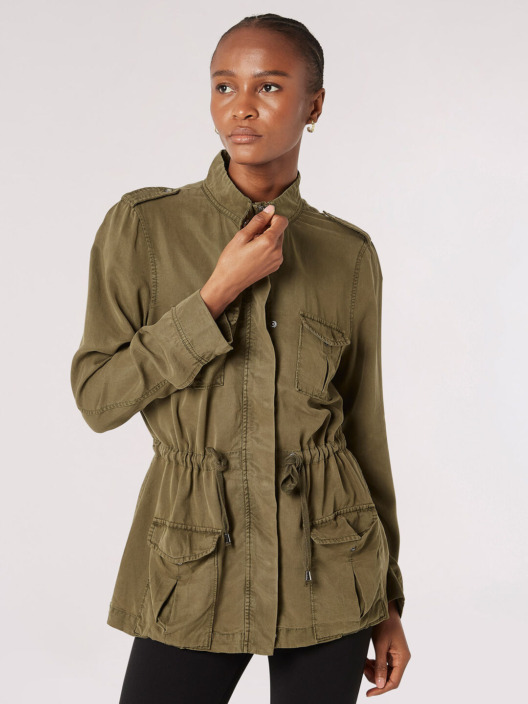 Image of Drawstring Waist Utility Jacket