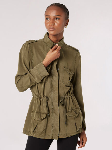 Drawstring Waist Utility Jacket