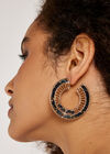 Blue beaded hoop Earrings, Assorted, large