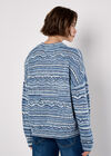 Pointelle Knit Stripe Jumper, Blue, large