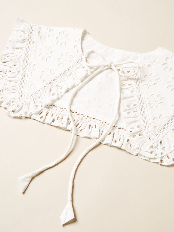 Broidery Lace Collar, White, large
