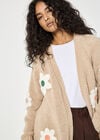 3D Daisy Chunky Knit Cardigan, Stone, large