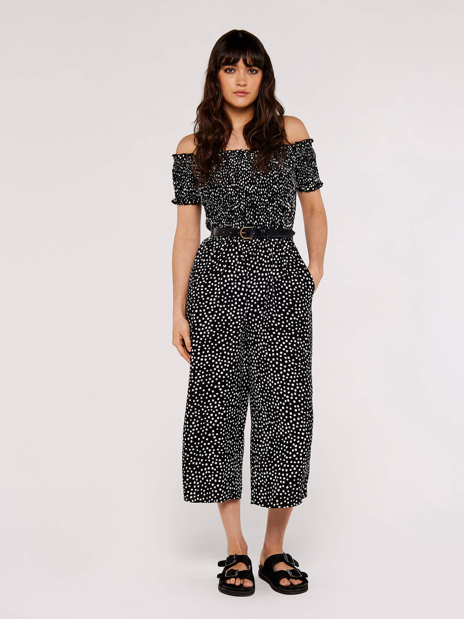 Dots Smocked Bardot Jumpsuit