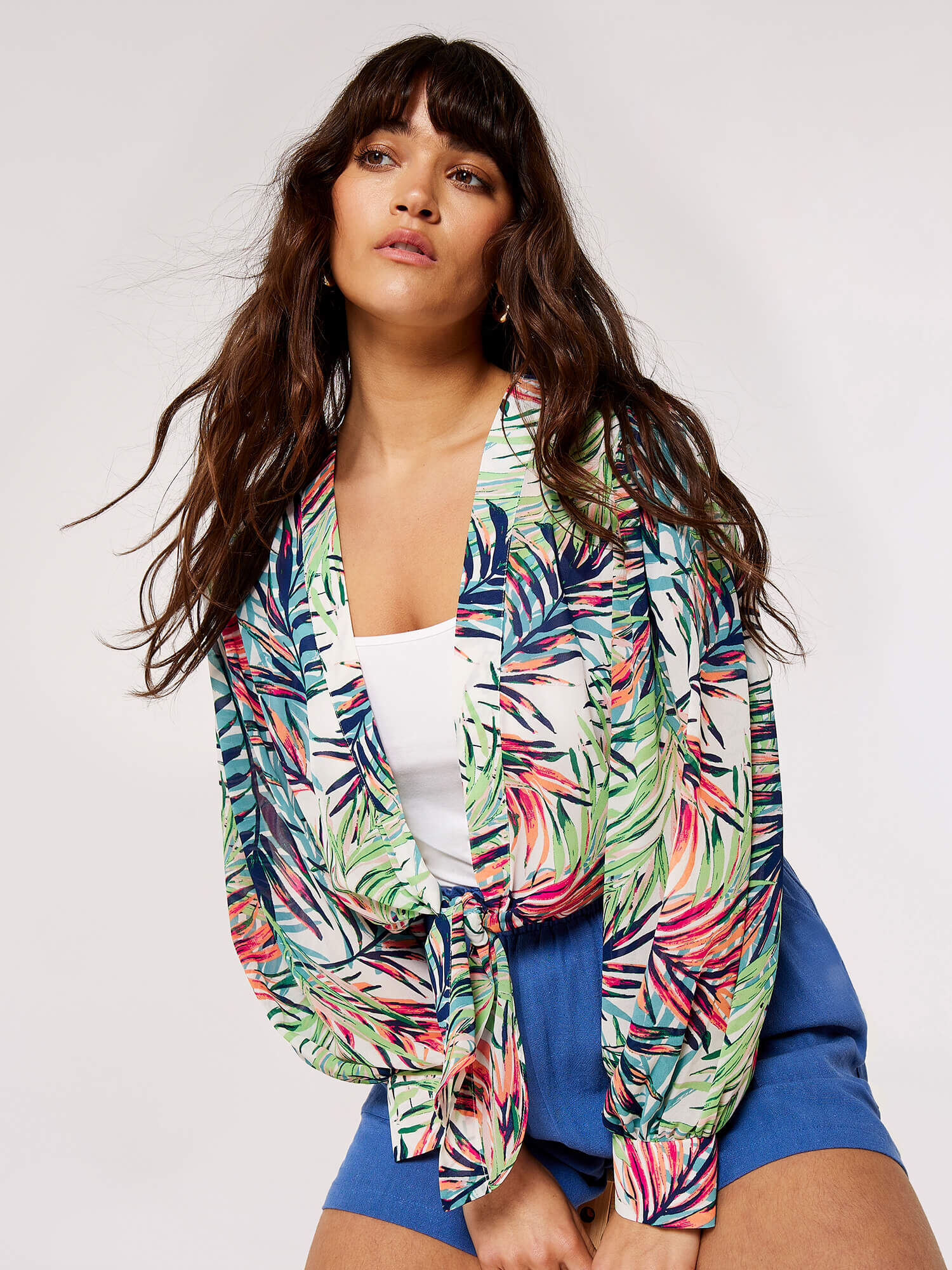 Tropical Crop Tie Blouse