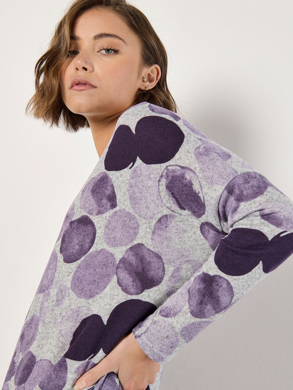 Abstract Circles Oversized Top, Purple, large