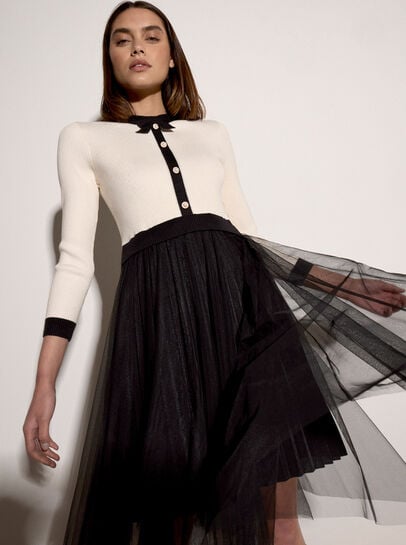 Tulle Skirt Knit Mini Dress