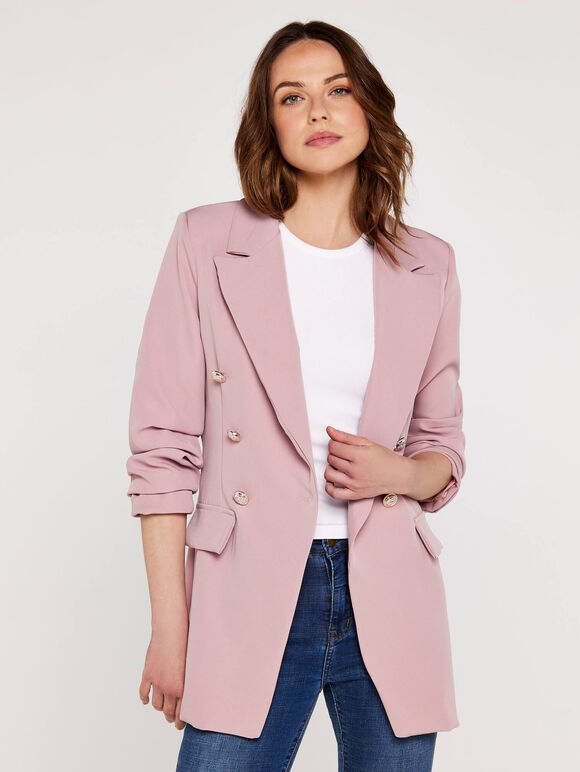 Double Breasted Blazer, Pink, large