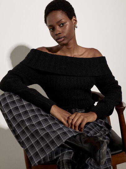 Ribbed Bardot Jumper