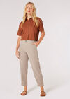 Linen Blend Boxy Shirt, Rust, large