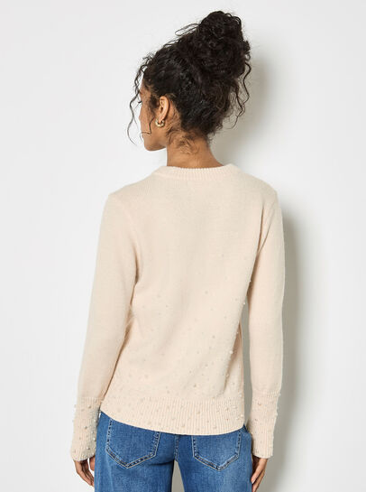 Pearl Embellished Ribbed Knit Jumper
