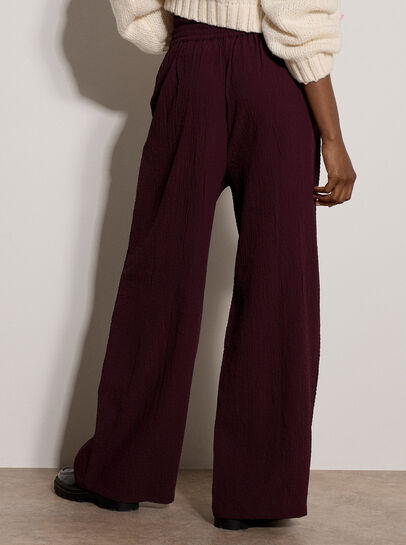 Crinkle-Textured Wide-Leg Joggers