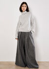 Cable Knit Roll Neck Jumper, Grey, large
