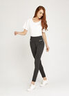 Zip Detail Skinny Trousers, Dark Grey - Charcoal, large