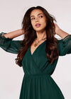 Crinkle Chiffon Wrap Mini Dress, Green, large